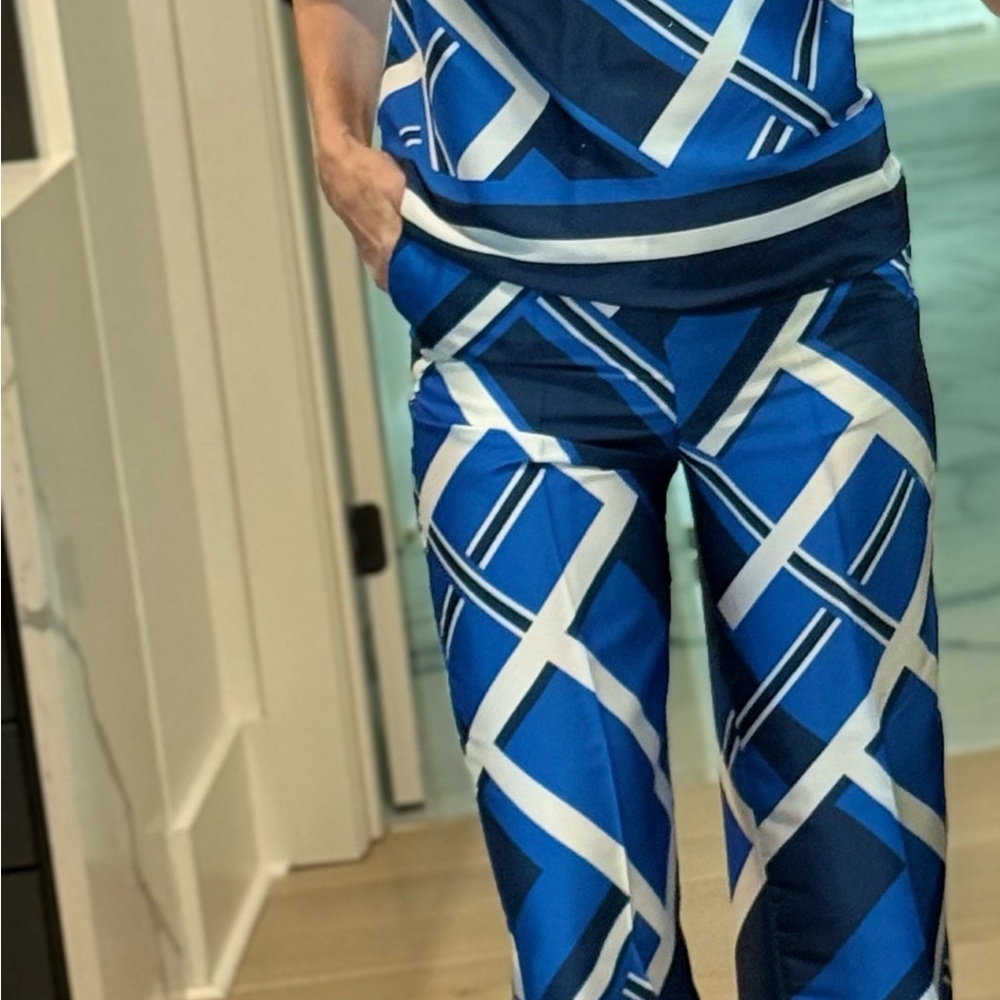Zara Blue Geometric Women's Pant and top set
